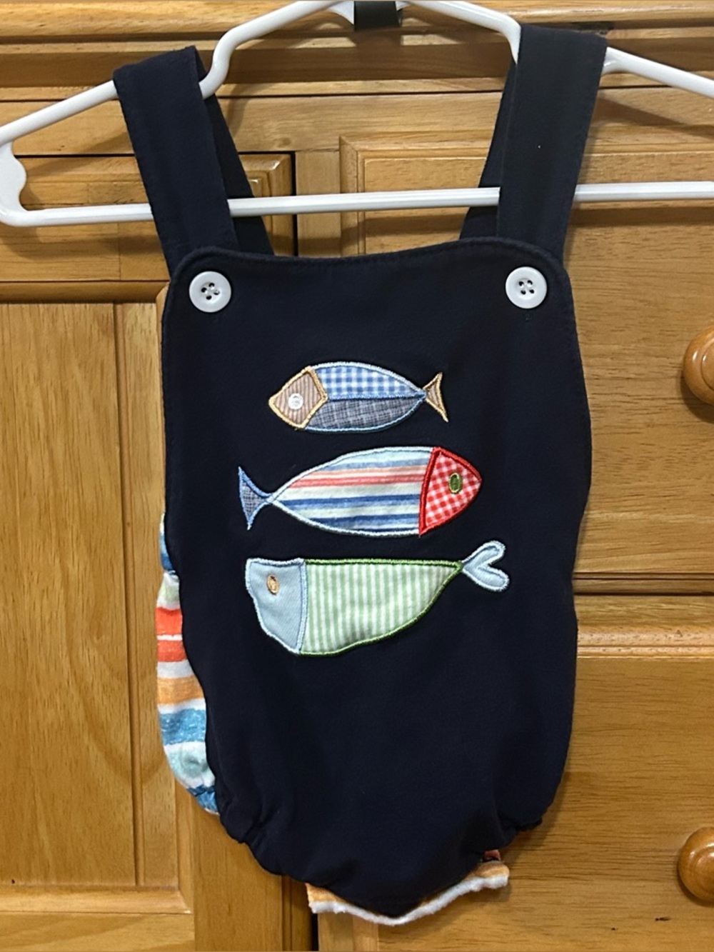 Honey Bean Adorable Boy's Colorful Bubble/Romper w/Fish Appliqué Size 6 Months